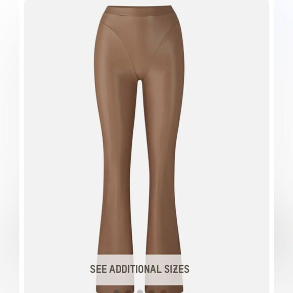 Skims Faux Leather Seamed Bootcut Pants NWT - Picture 5 of 5